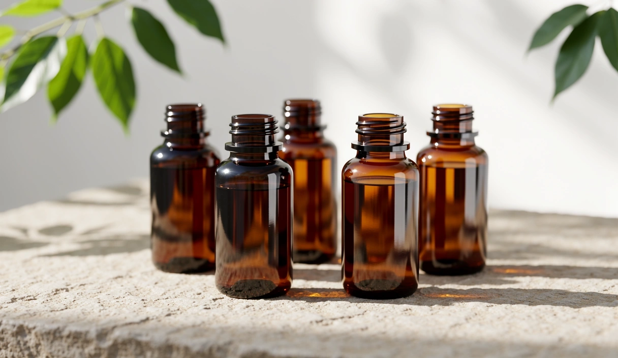 Natural supplement containers in a professional setting